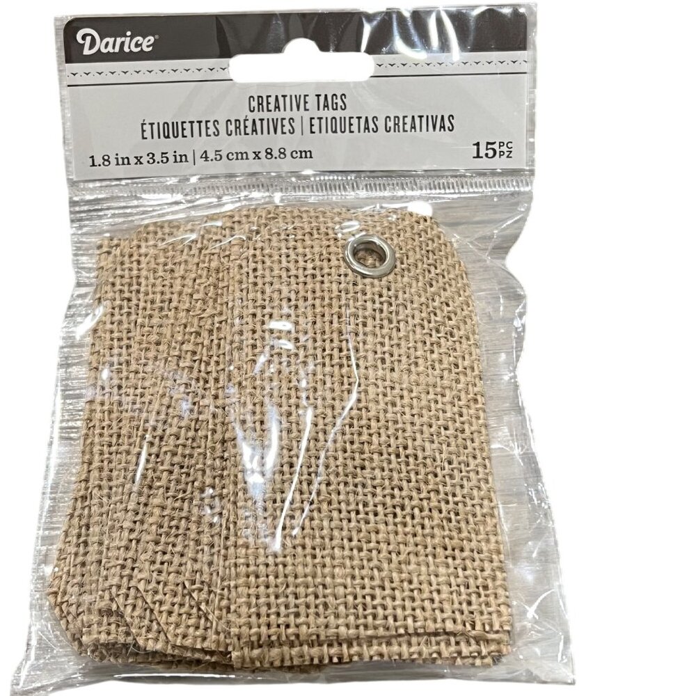 Darice Burlap Creative Tags 15-Pack 1.8"x3.5" For Crafts & Gifts